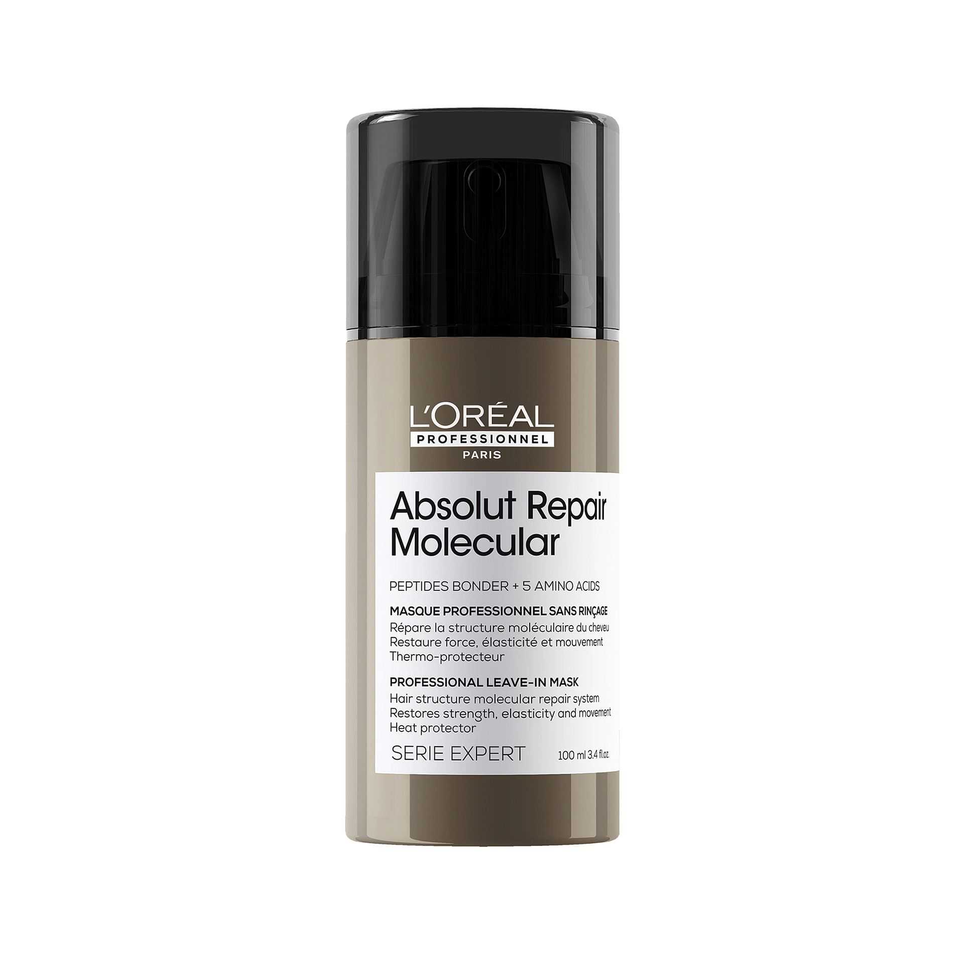 L'Oreal Absolut Repair Molecular, professional leave-in hair masque, 100 ml bottle.